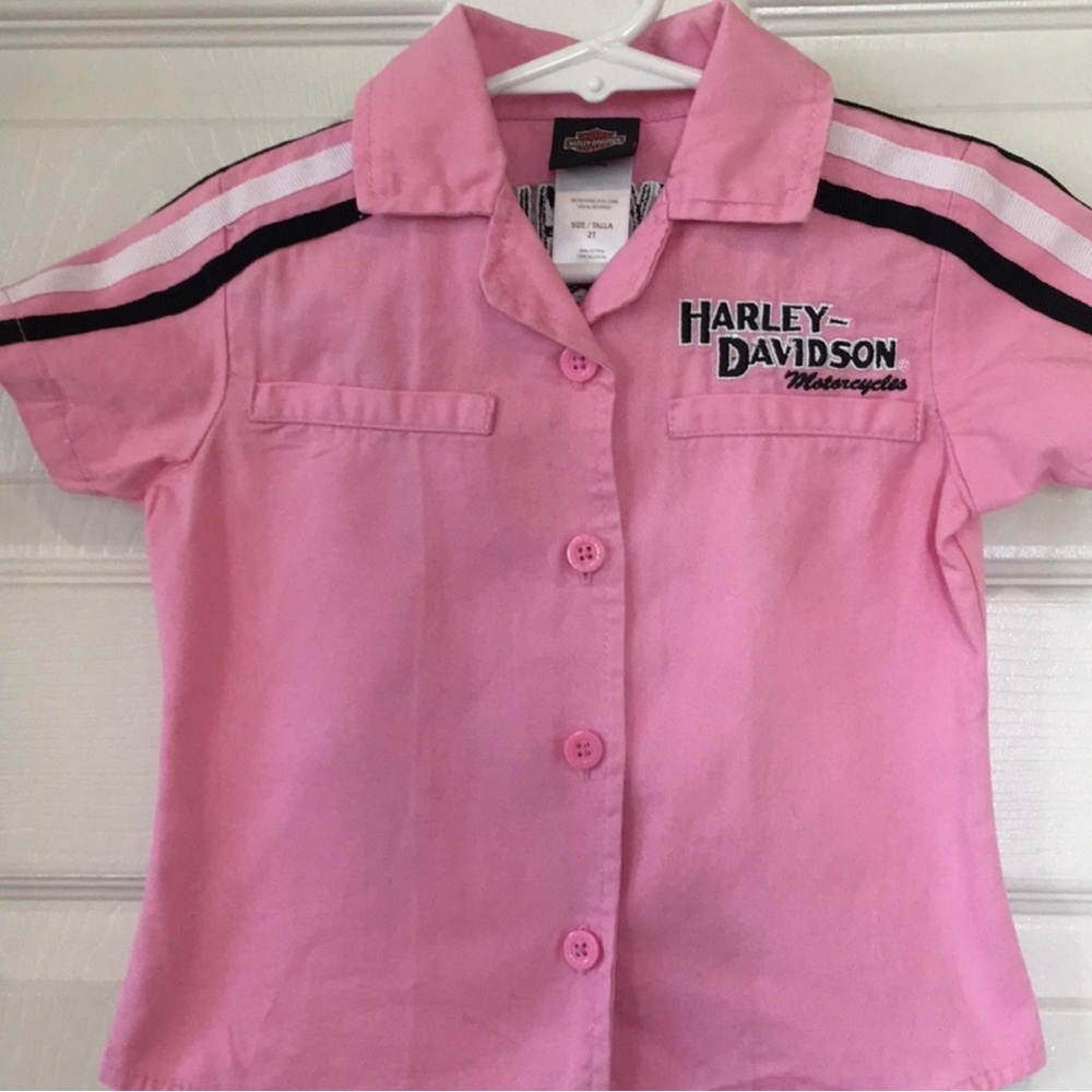 Harley Davidson pink collared shirt
